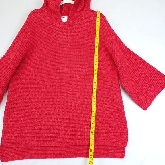 Old Navy Chunky Hooded Tunic Sweater Pull Over Women XL Red Long Sleeve - Picture 8 of 13